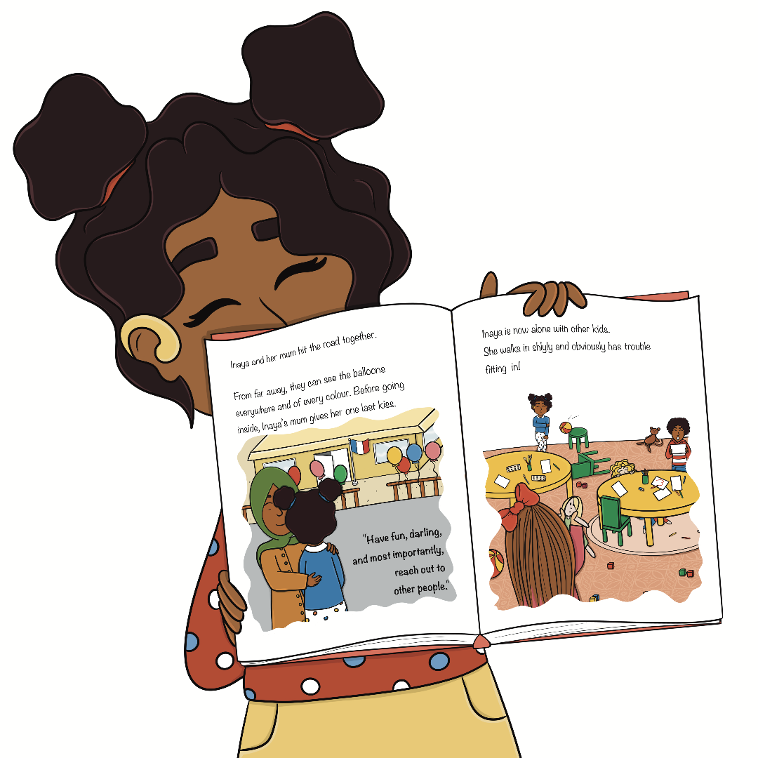 book children Inaya making friends