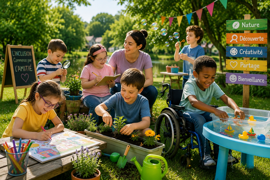 Enfants participant à des activités estivales adaptées aux besoins spécifiques
