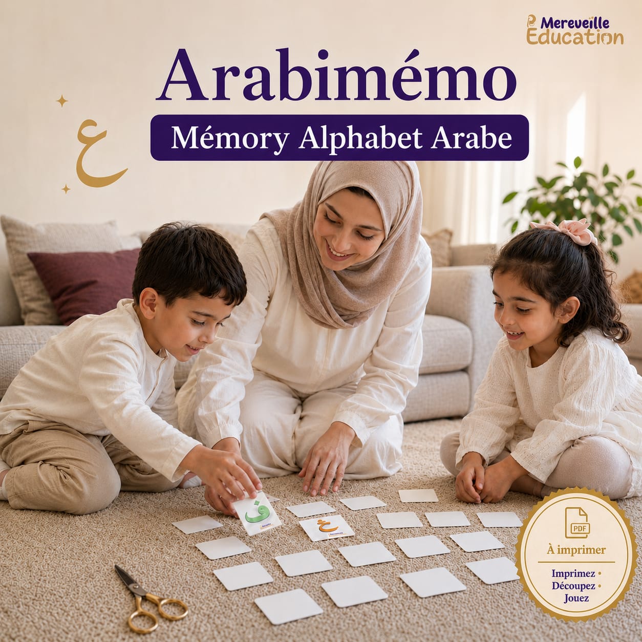 Memory alphabet en arabe jeu