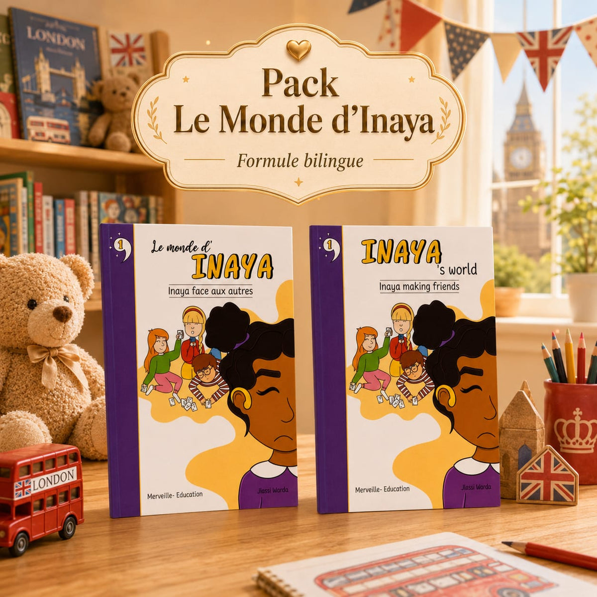 Pack bilingue (Inaya face aux autres) - Bilingual pack (Inaya making friends)