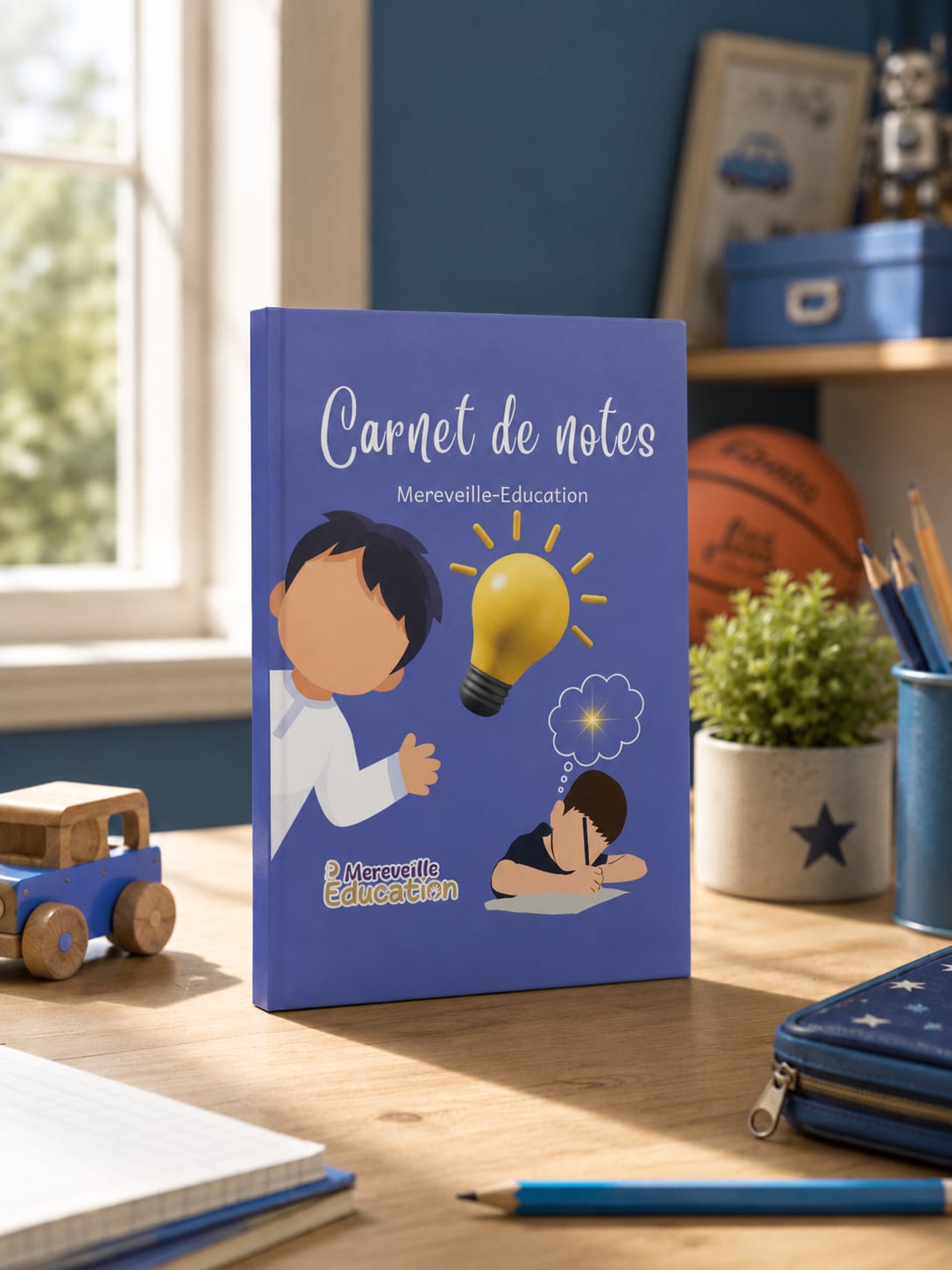 Carnet de notes garçon bleu Mereveille Education illustrations créatives enfant